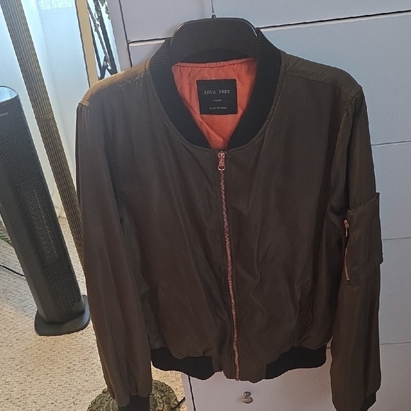 Love Tree Jackets & Blazers - Love Tree Khakhi Olive Green Bomber
